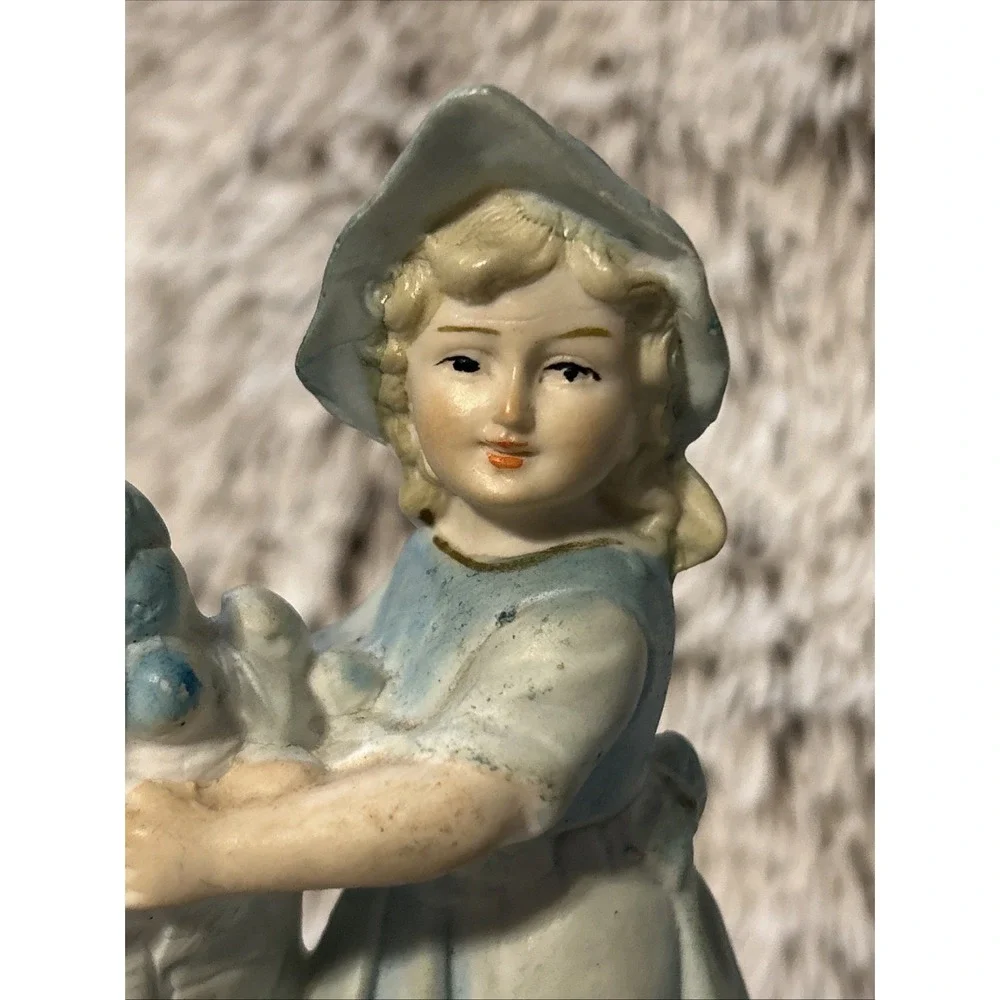 Pair Antique Bisque‎ Porcelain Victorian Boy & Girl Children Child Spill Vases